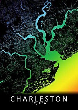 Charleston SC USA City Map