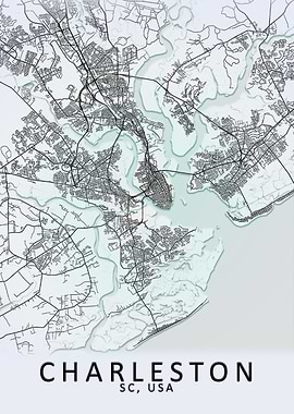 Charleston SC USA City Map