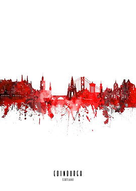 edinburgh watercolor red