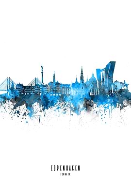 copenhagen watercolor blue