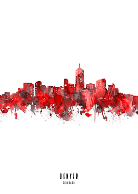 denver watercolor red