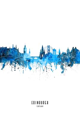 edinburgh watercolor blue