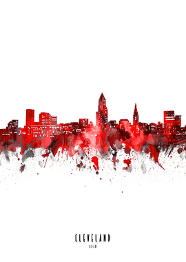 cleveland watercolor red