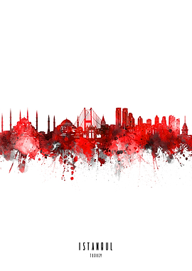 istanbul watercolor red