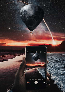 Hot air moon balloon phone