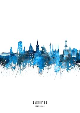 hannover watercolor blue