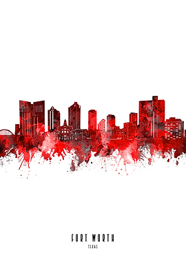 fort worth watercolor red