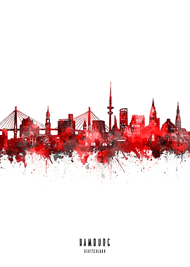 hamburg watercolor red