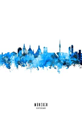 munich watercolor blue