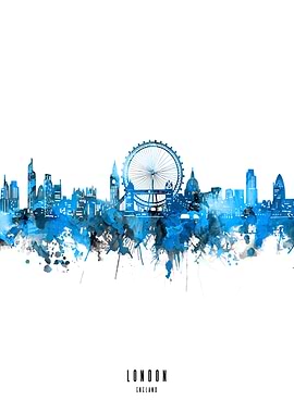 london watercolor blue