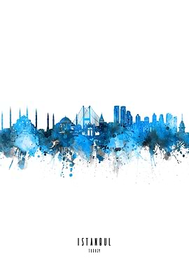 istanbul watercolor blue