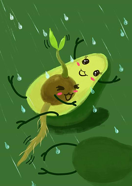Avocado in the rain