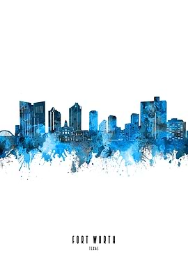 fort worth watercolor blue