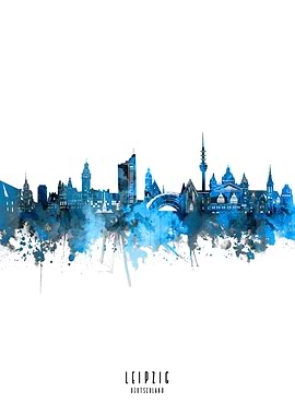 leipzig watercolor blue