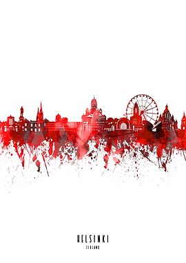 helsinki watercolor red