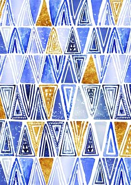 Blue Gold Tribal Pattern