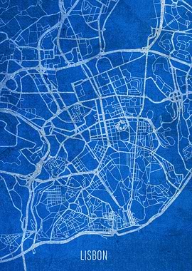 Lisbon City Street Map Blu
