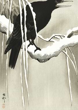 Crow On Snowy Branch 1900