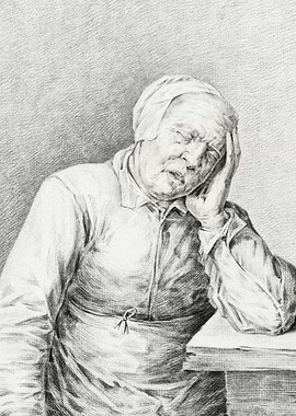 Sleeping Old Woman With He