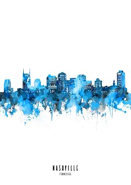 nashville watercolor blue