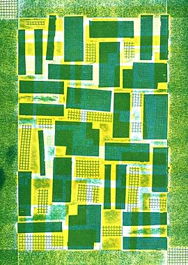 Cyan Yellow Collagraph