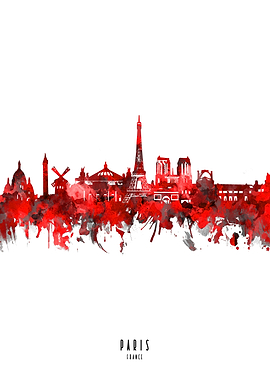 paris watercolor red