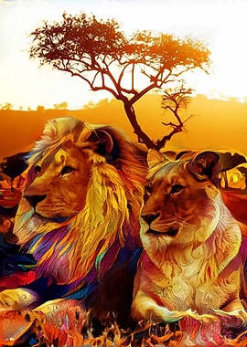 Lion sunset