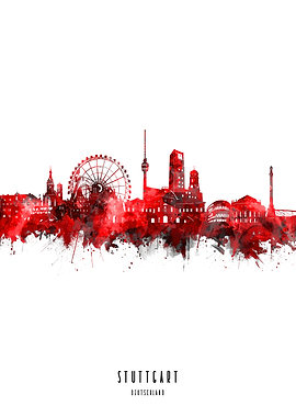 stuttgart watercolor red