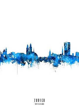 zurich watercolor blue