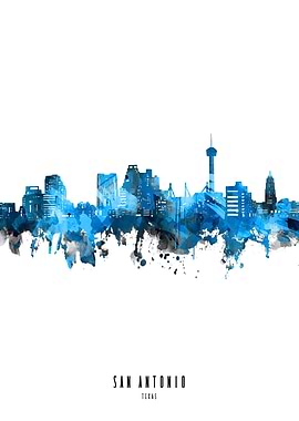 san antonio watercolor blu