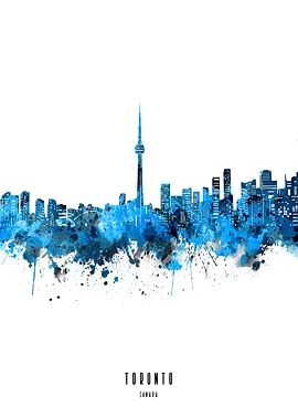 toronto watercolor blue