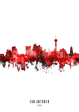 san antonio watercolor red