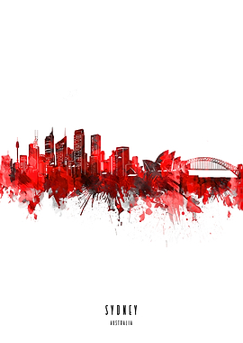 sydney watercolor red