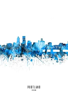 portland watercolor blue