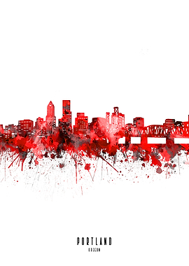 portland watercolor red