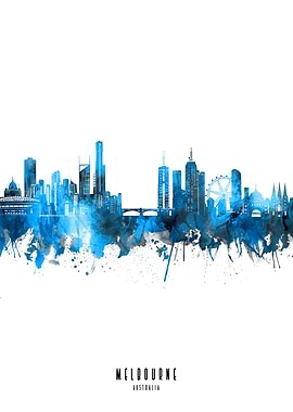 melbourne watercolor blue