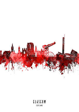 glasgow watercolor red