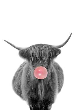 cow with bubble gum