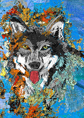 Artistic gray wolf