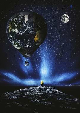 Globe Earth Balloon in sky