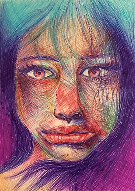 The girl with purple hair