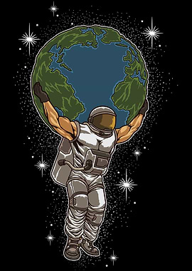 Astronaut Lifts The Globe