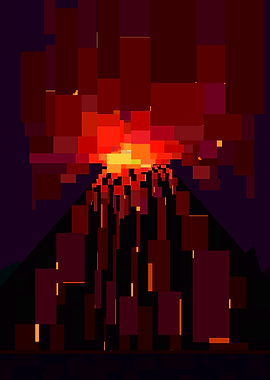 Cubist pixel volcan