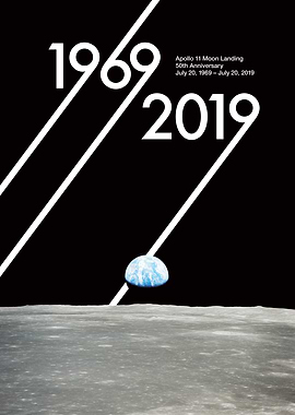 Moon 50th Retro 1969 Rise