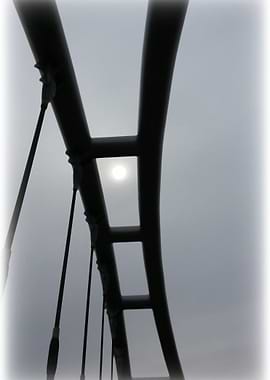 White sun over the bridge