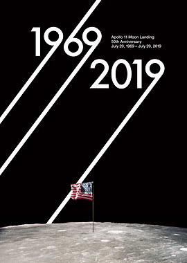 Moon 50th Retro 1969 Flag
