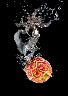 apples carved water splash