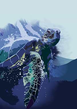 Blue Sea Turtle