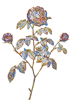 Stained Glass Rose Flower