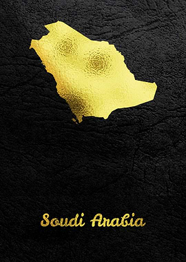 Golden Map Saudi Arabia